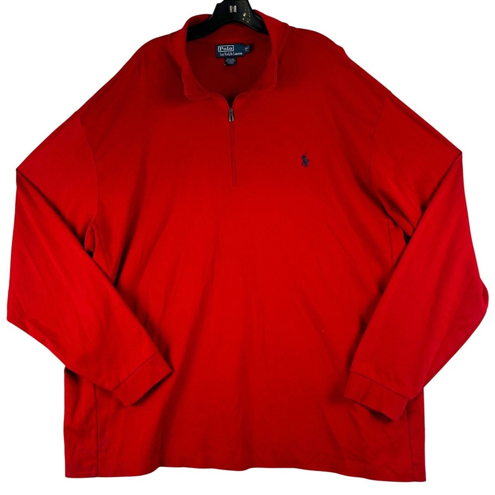 Polo Ralph Lauren Pima Cotton 1/4 Zip Pullover Mens 2XLT Red Classic Preppy